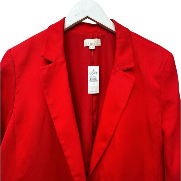 NEW Loft Red Blazer Size 14 Womens Classic Jacket Preppy Classic Holiday - Picture 3 of 12